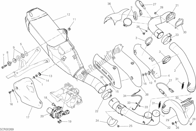 Tutte le parti per il Impianto Di Scarico del Ducati Monster 821 Stealth USA 2019